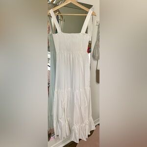 Zara White Maxi Sundress with Smocked Bodice